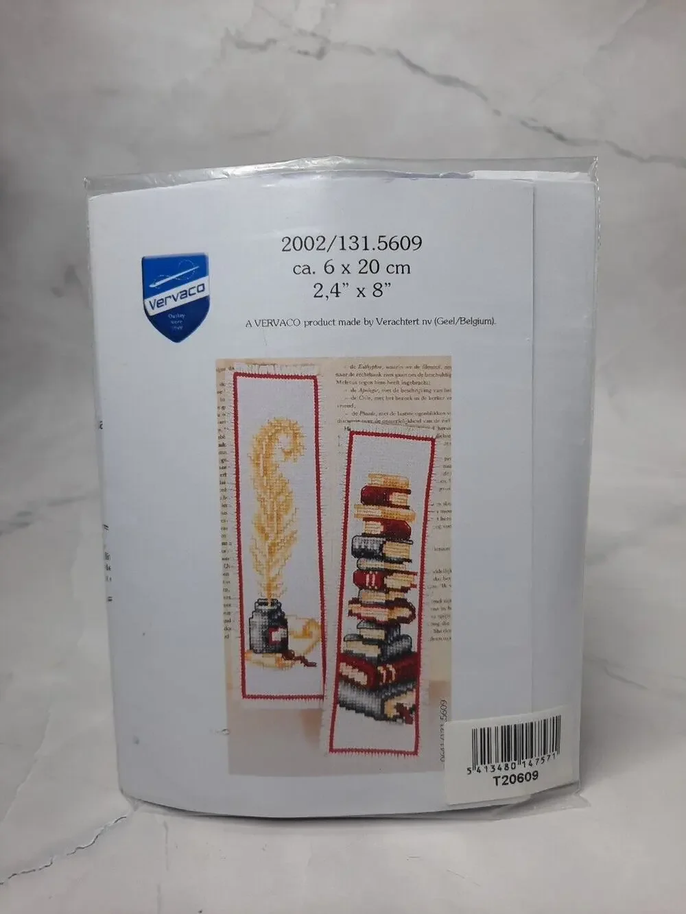 Vervaco Counted Cross Stitch Bookmark Kit Ink & Quill Stack of Books